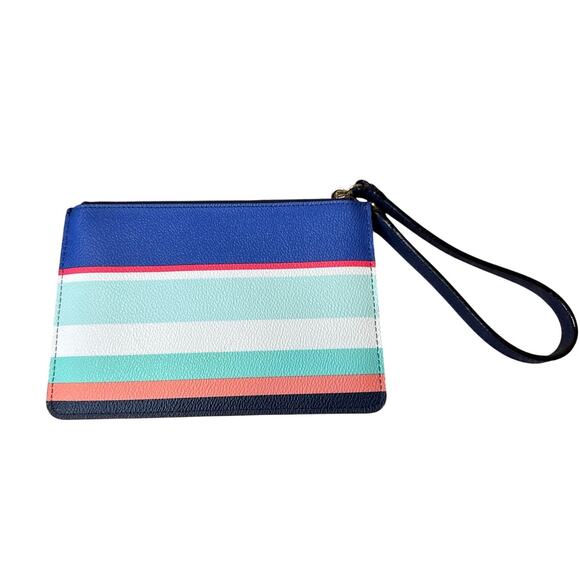 KATE SPADE bag/purse; Colorful striped Wristlet;  two pockets with Card slots - Picture 2 of 5